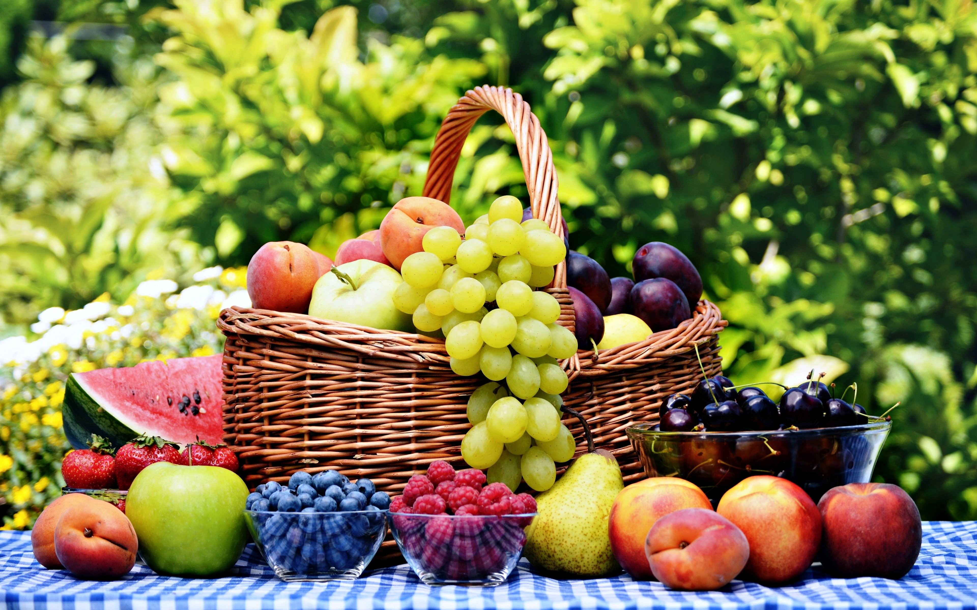 Fruit Basket Green Background - HD Wallpaper 