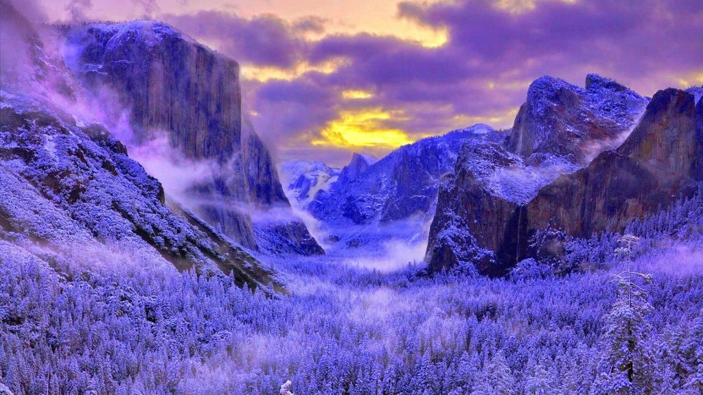 Yosemite Tunnel View Snow - HD Wallpaper 