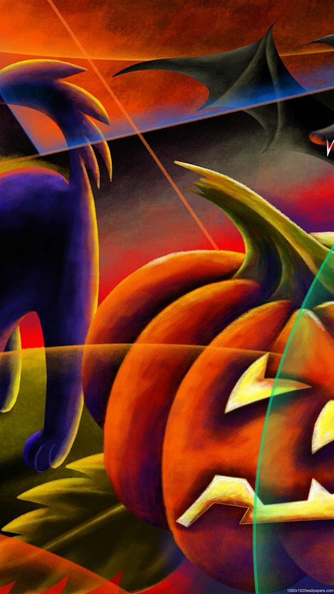 Pumpkin Halloween Holiday Wallpapers Hd - Halloween Wallpaper With Cats Bats Pumpkins Spider - HD Wallpaper 