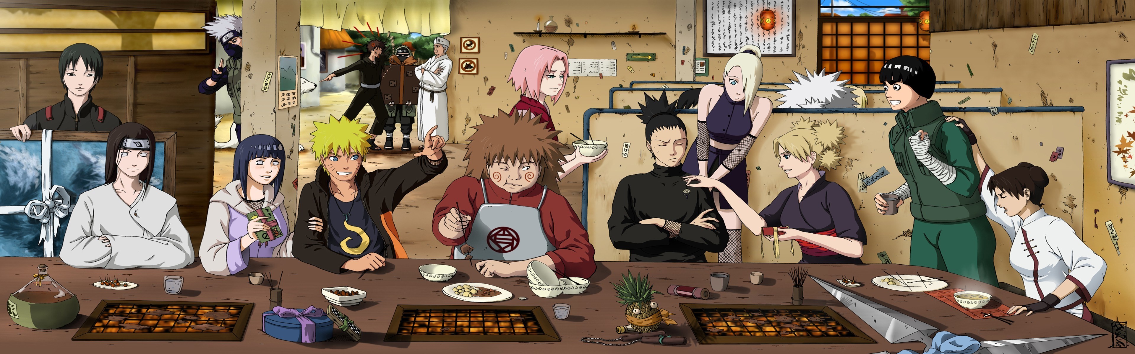 3840x1200, Naruto Shippuuden Manga Anime Rock Lee Tenten - Sakura Hinata Ino Temari Tenten - HD Wallpaper 