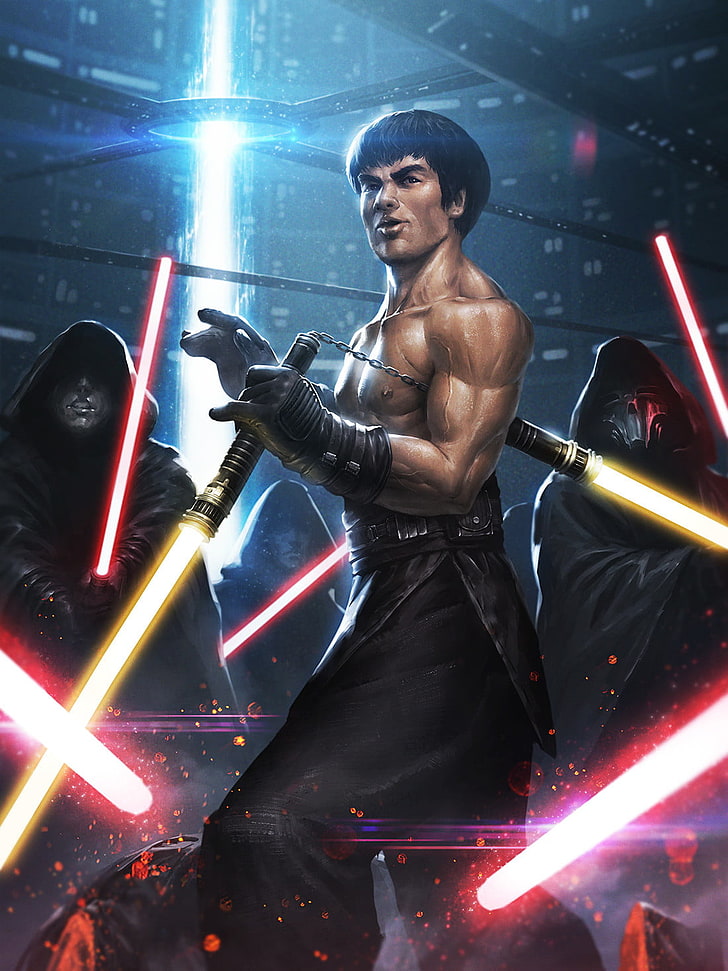 Bruce Lee With Lightsabers - HD Wallpaper 