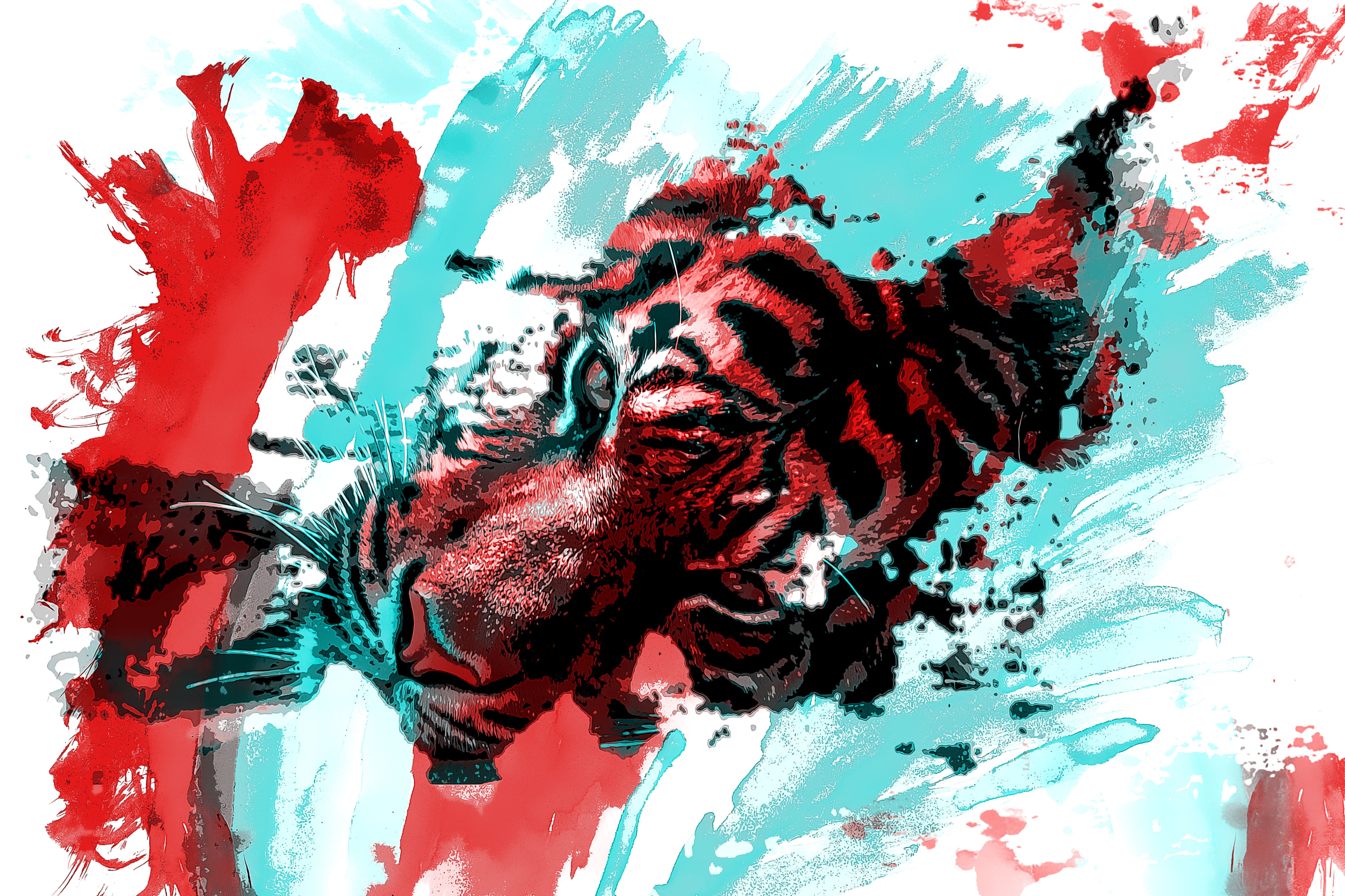 Watercolor Abstract Animal Paintings - HD Wallpaper 