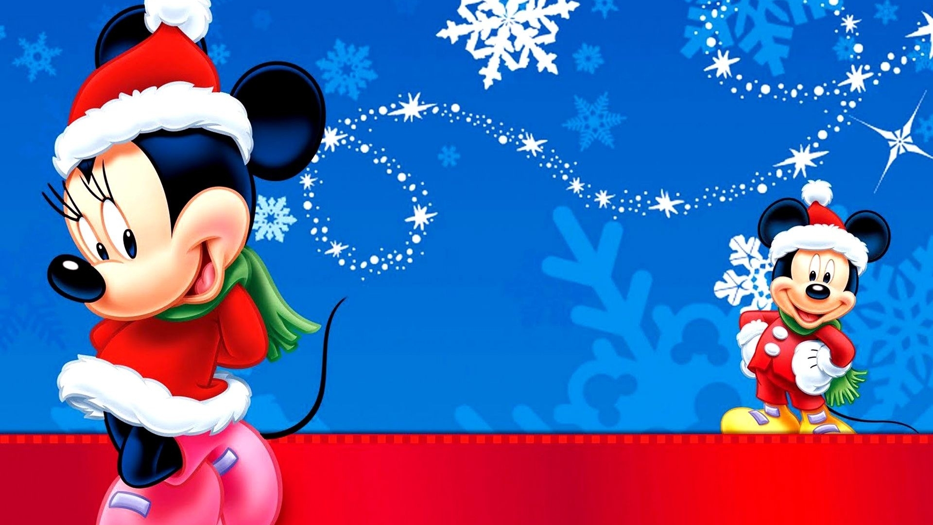 Minnie And Mickey Christmas - HD Wallpaper 