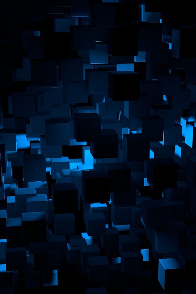 Cube Dark Blue Abstract Pattern Iphone Wallpaper - Dark Blue Wallpaper  Iphone 7 - 640x960 Wallpaper 