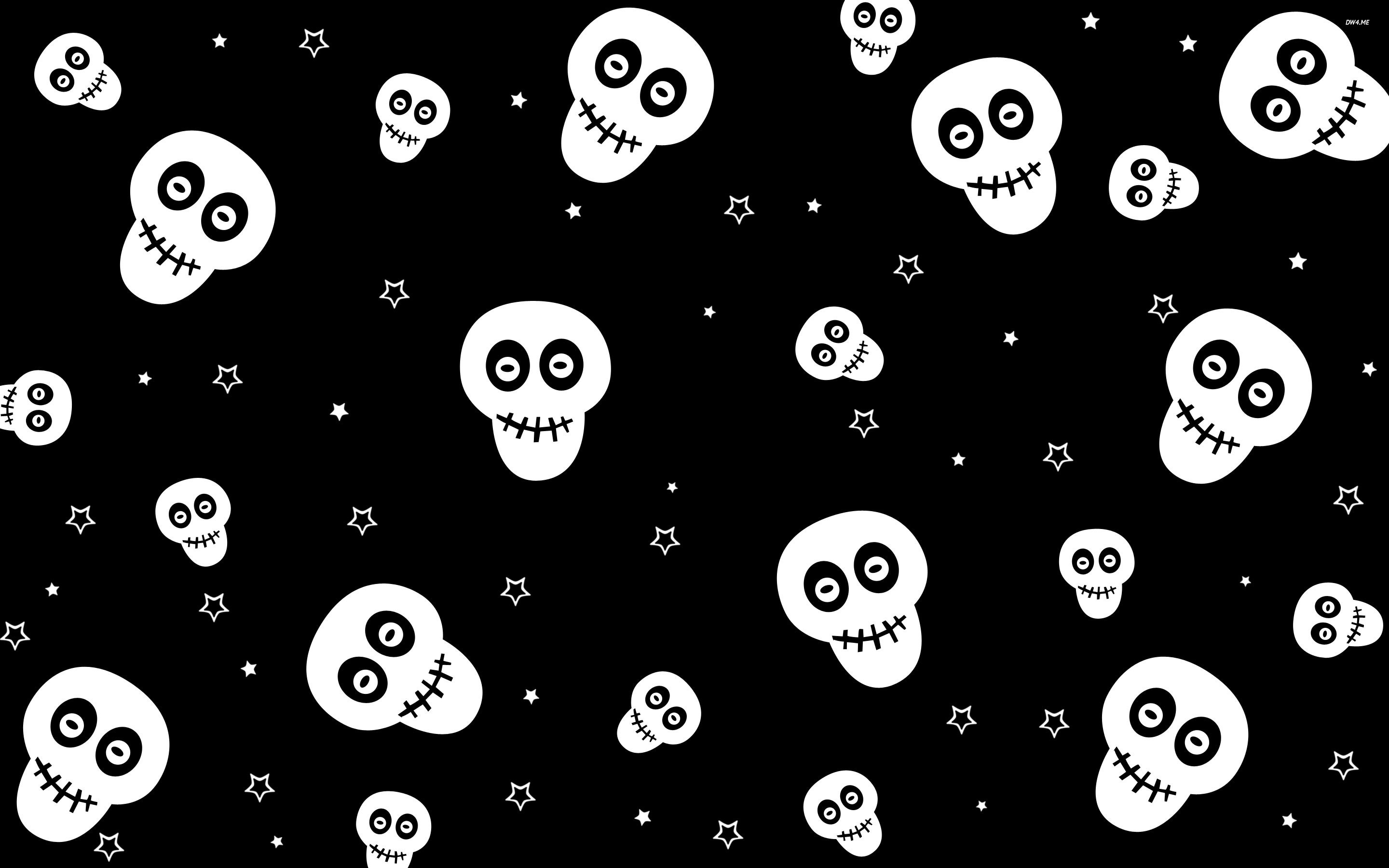 Skull And Star Pattern Wallpaper - Cute Skull Background - HD Wallpaper 