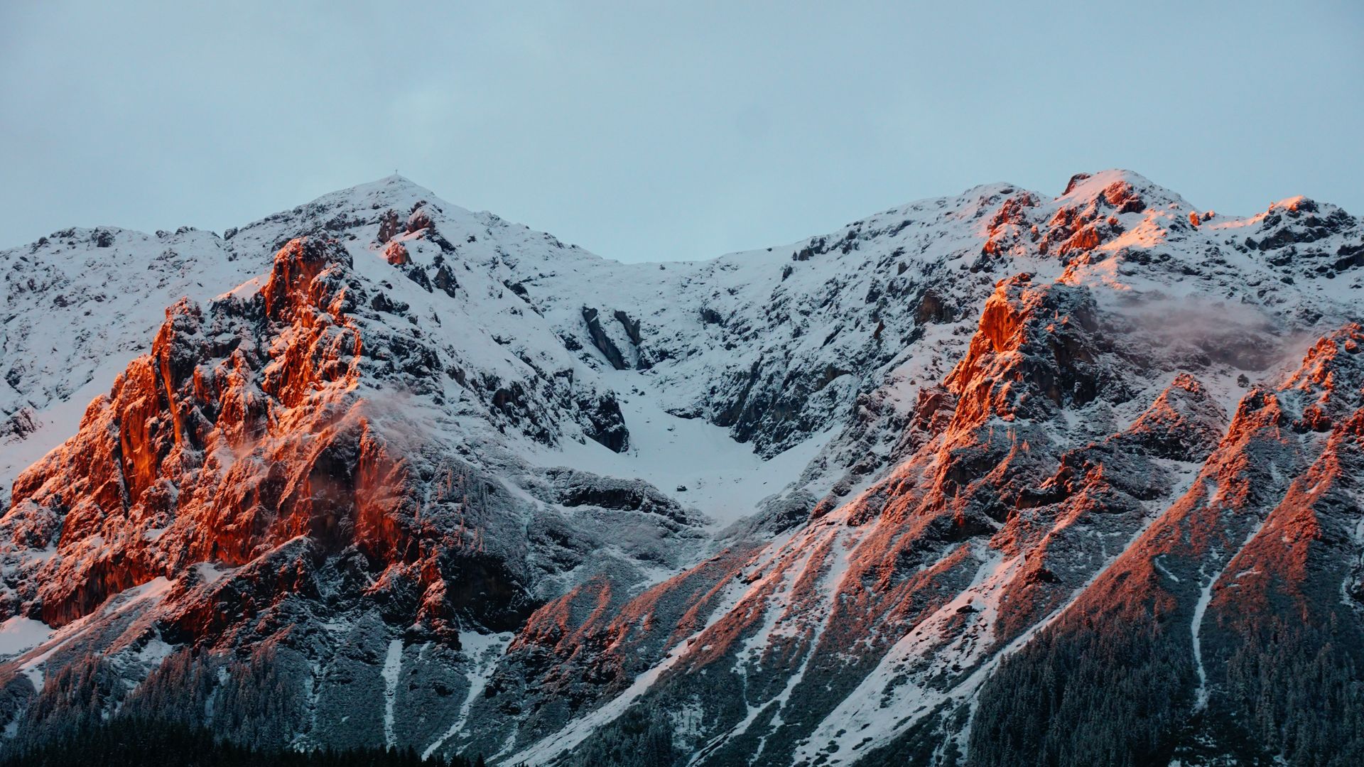 Dachstein Mountains With Red Sun Rays - Hidden Places Of Earth - HD Wallpaper 