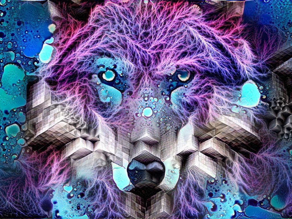 Sci Fi Psychedelic Wolf Wallpaper - HD Wallpaper 
