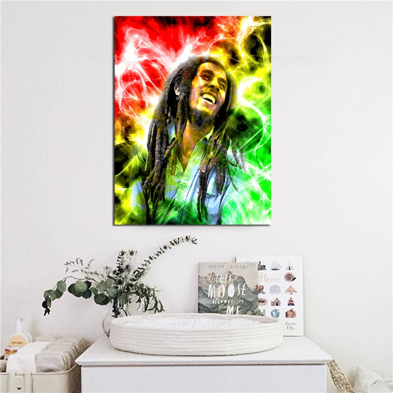 Jamaica Reggae Singer Bob Marley Canvas Painting Print - Bob Marley - HD Wallpaper 