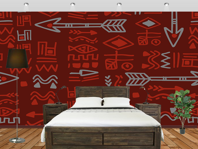 African Tribal Wall Art Red Bedroom - Gaming Wallpapers For Walls - HD Wallpaper 