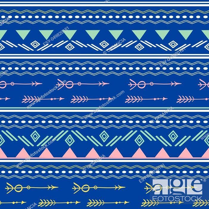Blue Pink Tribal Arrows Seamless Pattern - Tribal Pattern Blue Pink - HD Wallpaper 