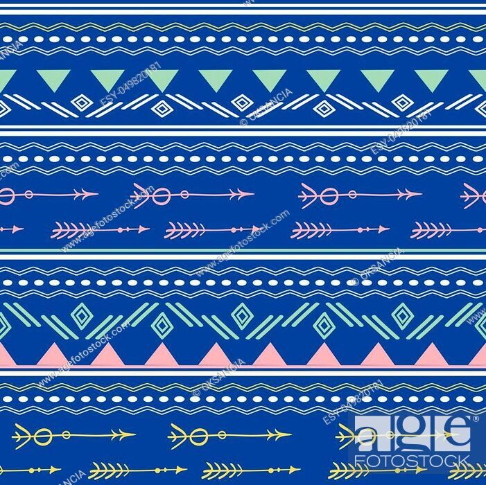 Blue Pink Tribal Arrows Seamless Pattern - Tribal Pattern Blue Pink - HD Wallpaper 