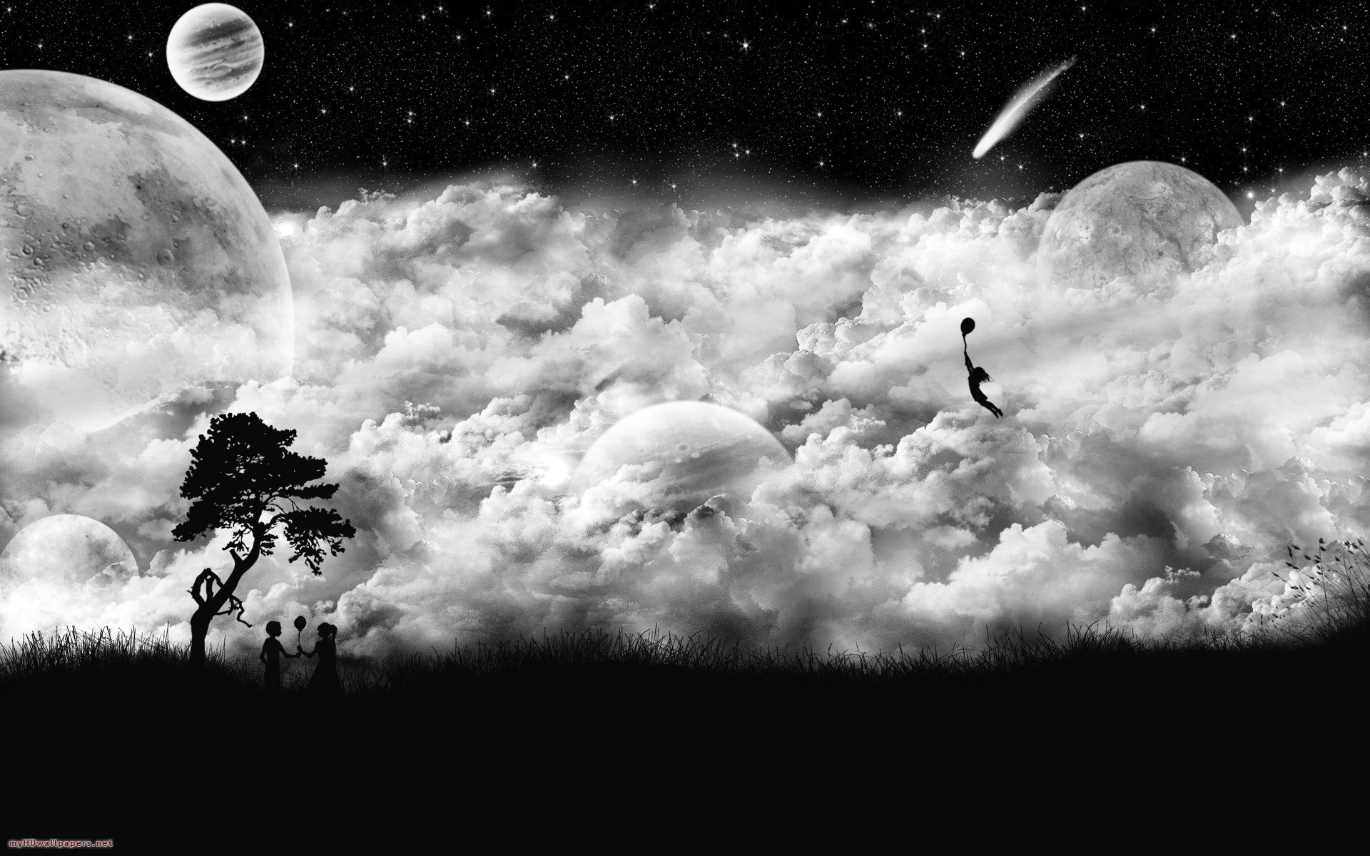 Black And White Space Wallpaper - Black And White Wallpaper Large -  1920x1200 Wallpaper 