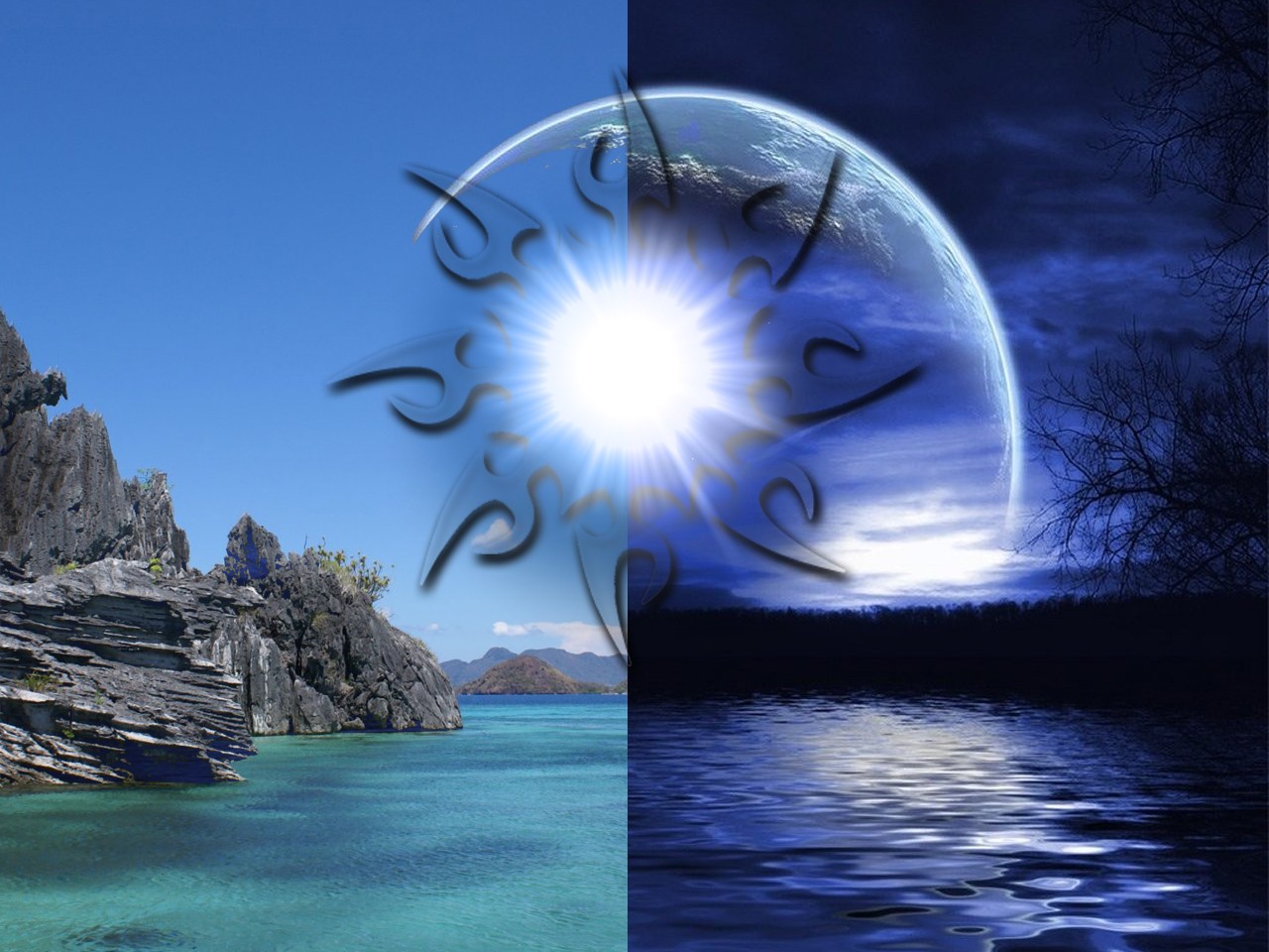 Day And Night Live Wallpaper - Half Day Half Night - HD Wallpaper 