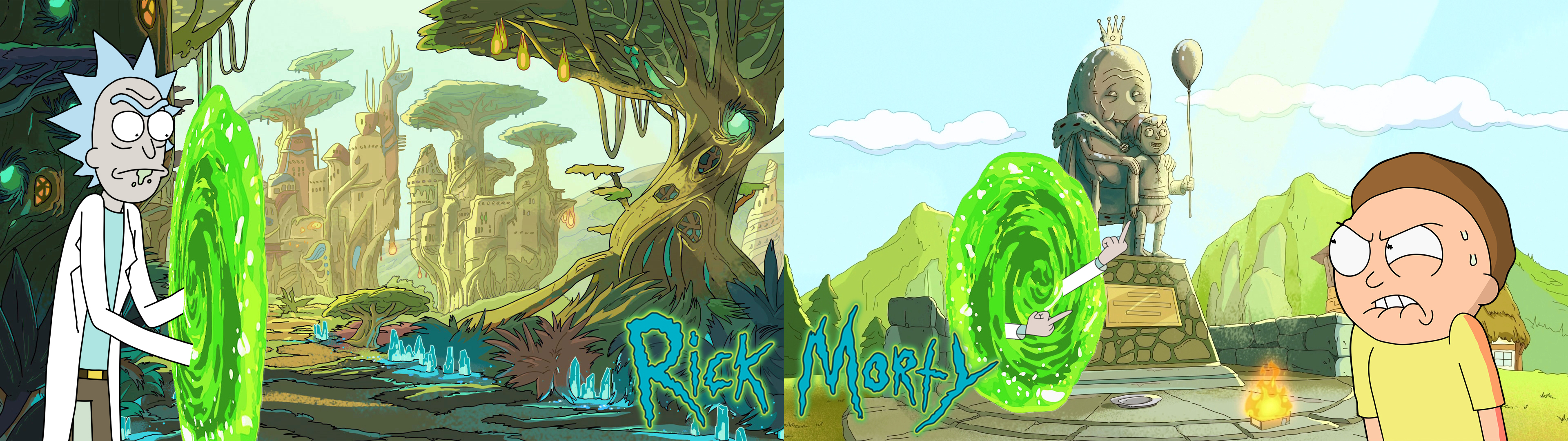 Dual Monitor Wallpaper Rick And Morty - HD Wallpaper 