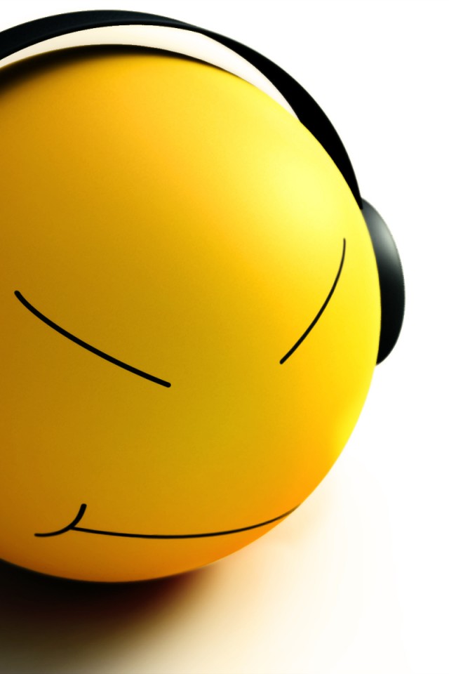 This Is A Wallpaper Of A 3d Smiley Face Listening To - Iphone New Wallpaper Hd - HD Wallpaper 