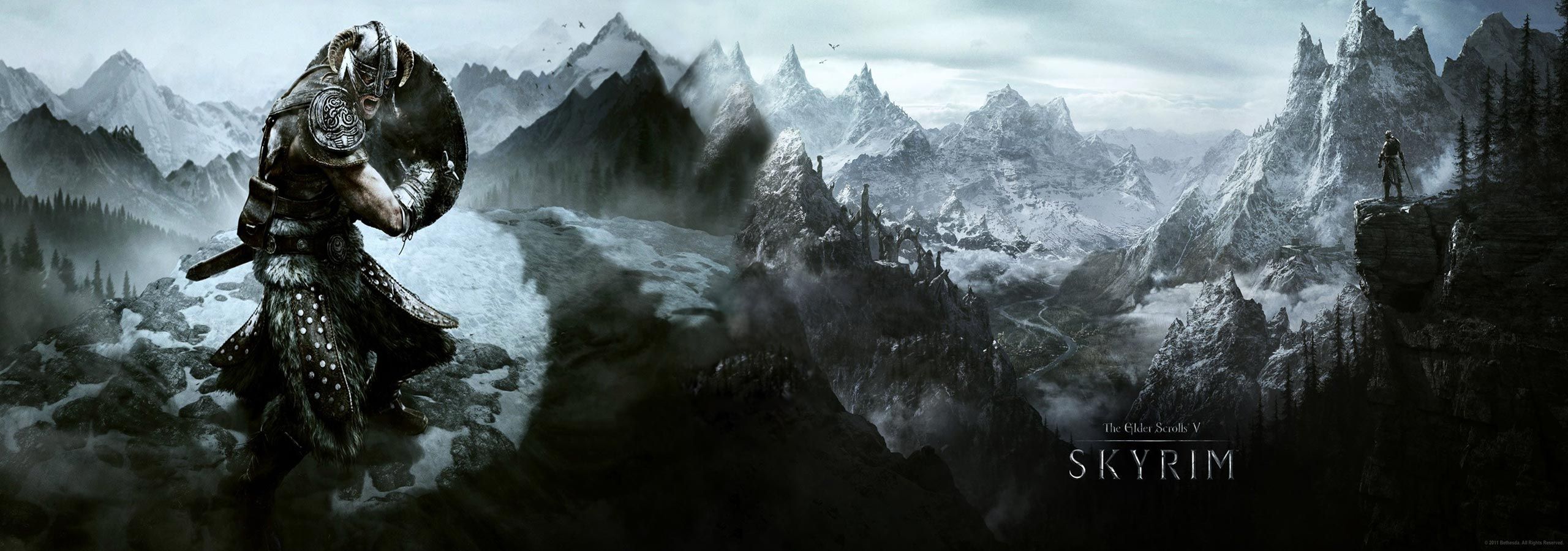 Skyrim Dual Monitor Background - HD Wallpaper 