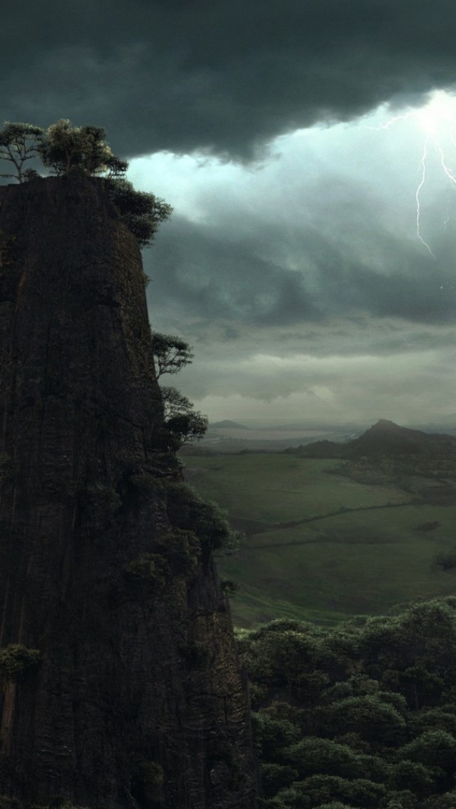 Futuristic World, Lightning, Spaceship, Double Screen - Wallpaper - HD Wallpaper 