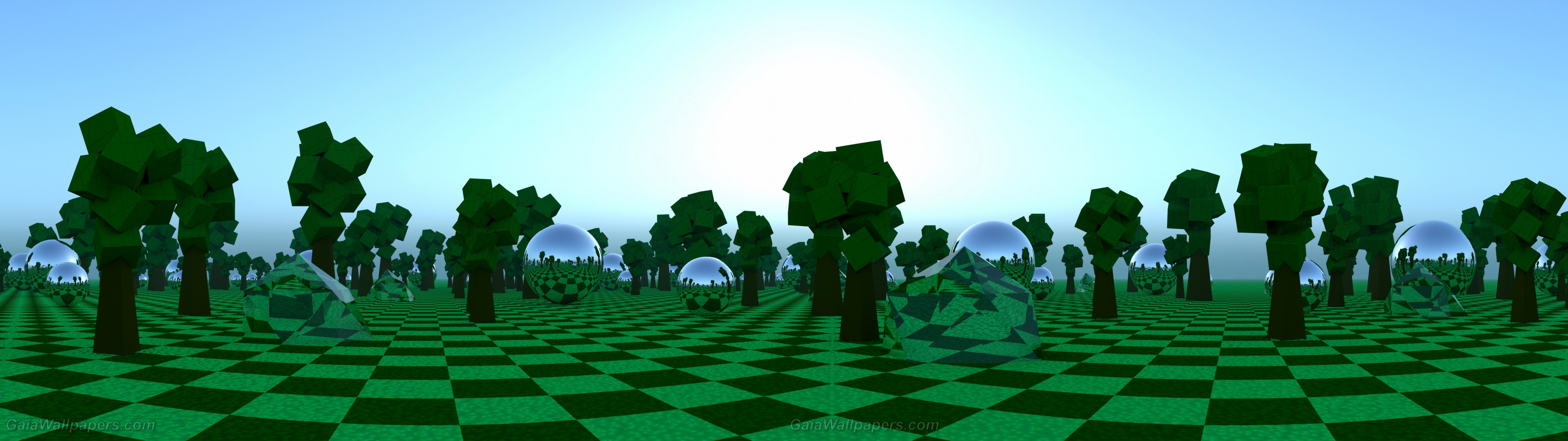 Green Chessboard With Synthetic Forest - Black And White - HD Wallpaper 