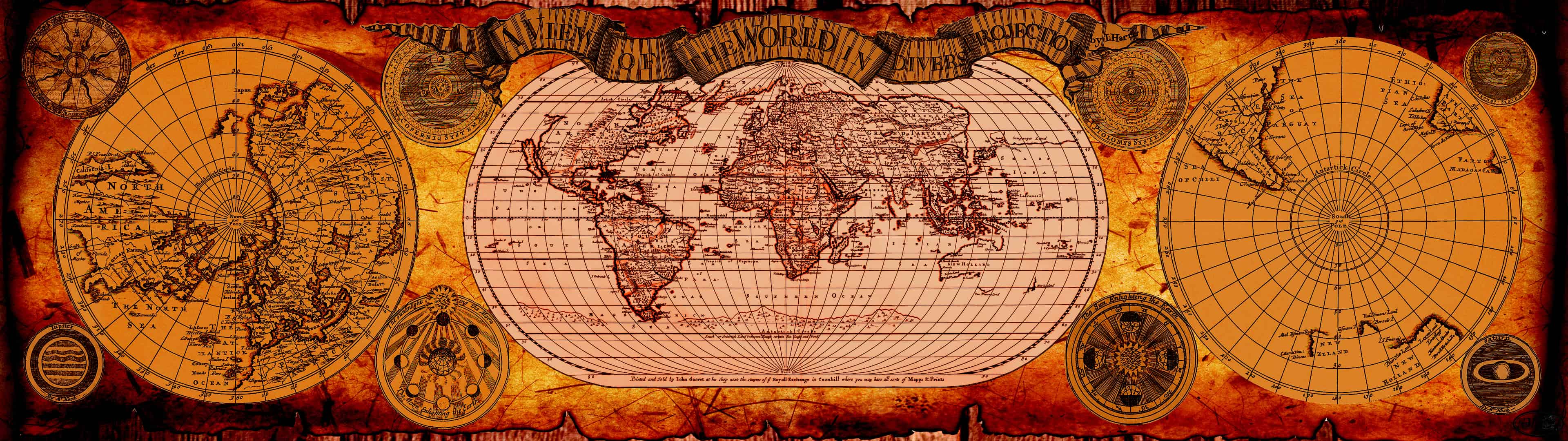 Vintage World Map Dual Monitor Wallpaper - Dual Monitor Wallpaper World Map - HD Wallpaper 