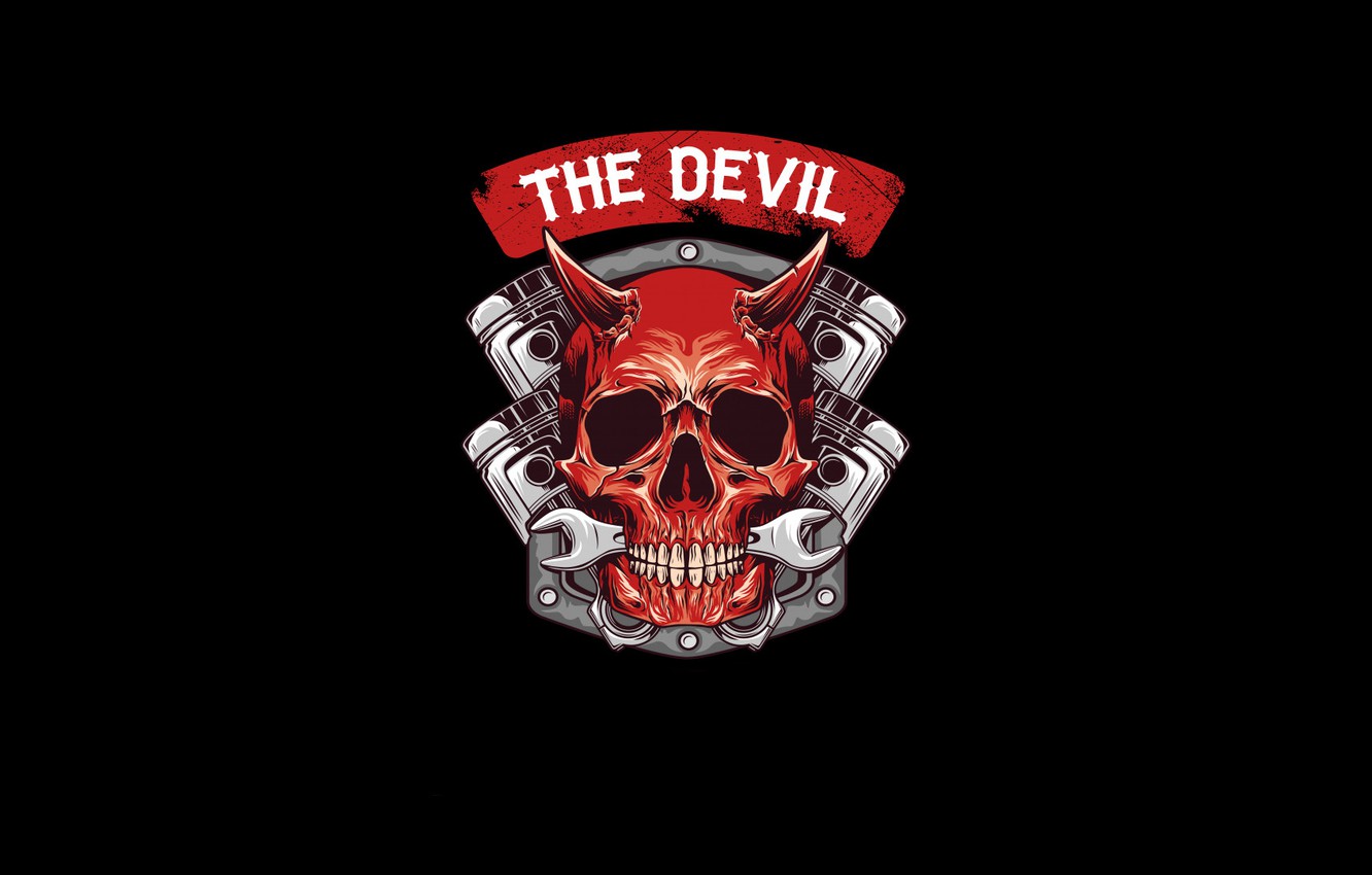 Photo Wallpaper Minimalism, Key, Skull, Style, Background, - Skull Devil Png - HD Wallpaper 
