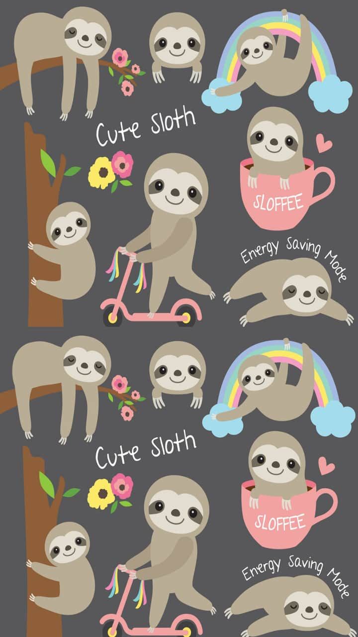 Cartoon Baby Sloth Cute - HD Wallpaper 