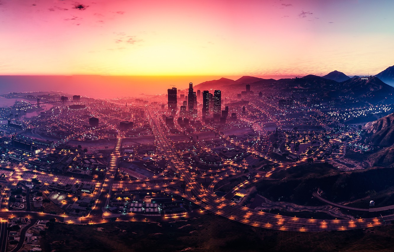 Photo Wallpaper City, Game, Landscape, Grand Theft - Los Santos - HD Wallpaper 