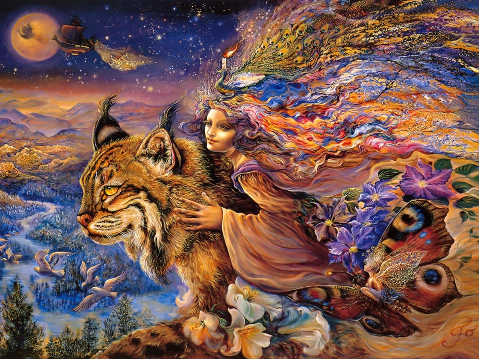 Josephine Wall Flight Of The Lynx - HD Wallpaper 