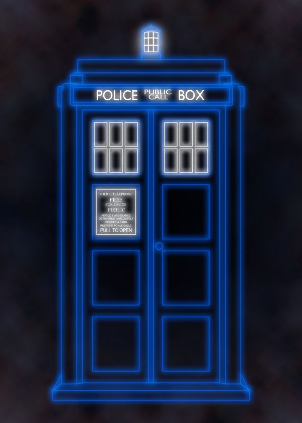 Neon Tardis - HD Wallpaper 
