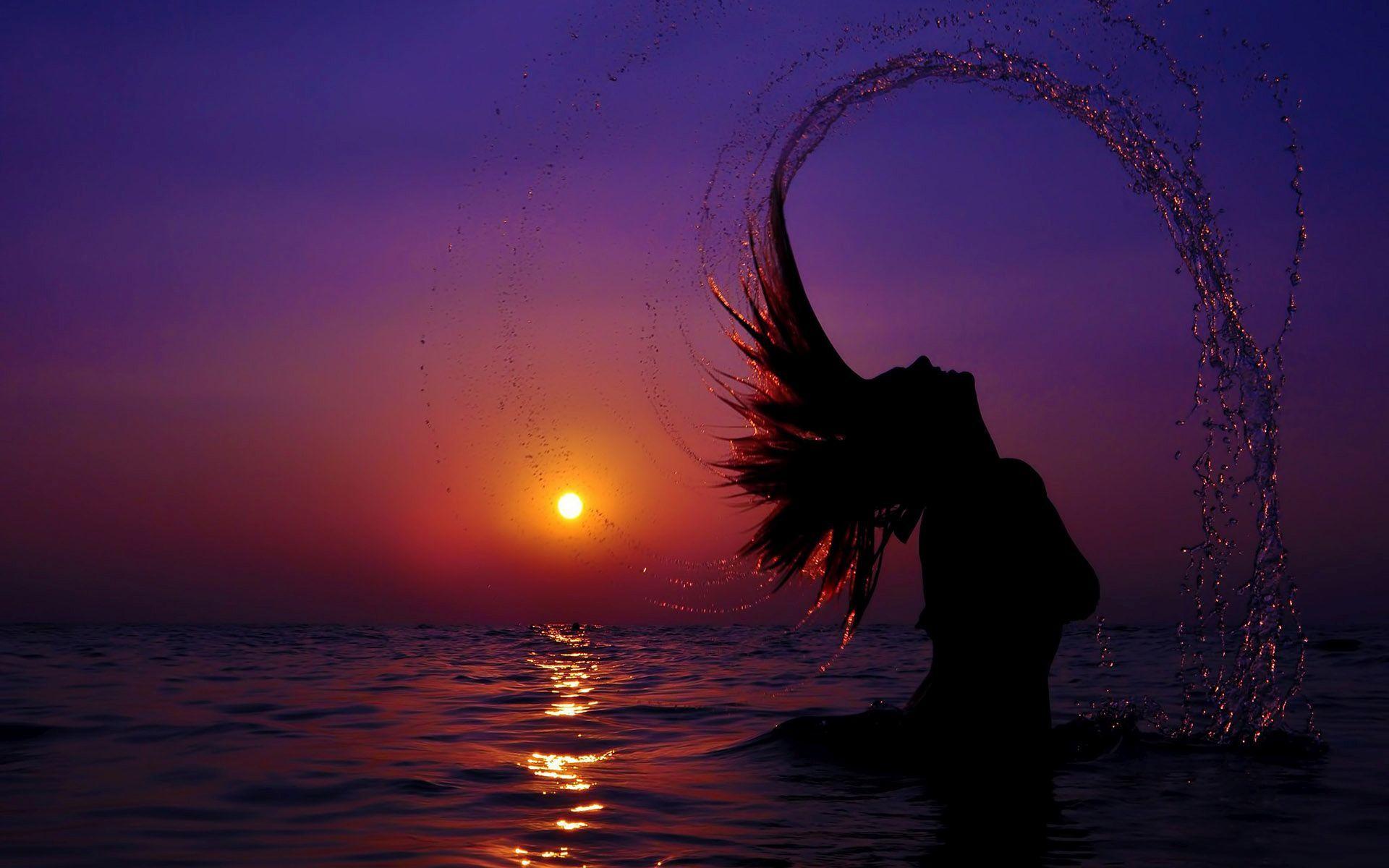 Hd Hair Flip In The Purple Sunset Wallpaper - Freedom Sunset - HD Wallpaper 
