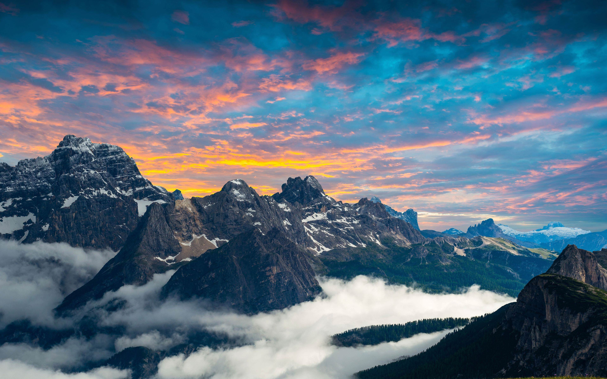 Wallpaper Of Earth, Mountain, Sunset, Sky Background - Dolomites Wallpaper  4k - 2560x1600 Wallpaper 