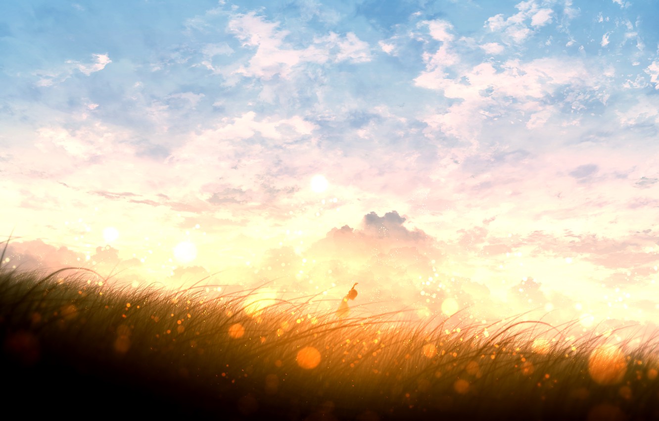 Photo Wallpaper The Sky, Sunset, Girl - Wallpaper - HD Wallpaper 