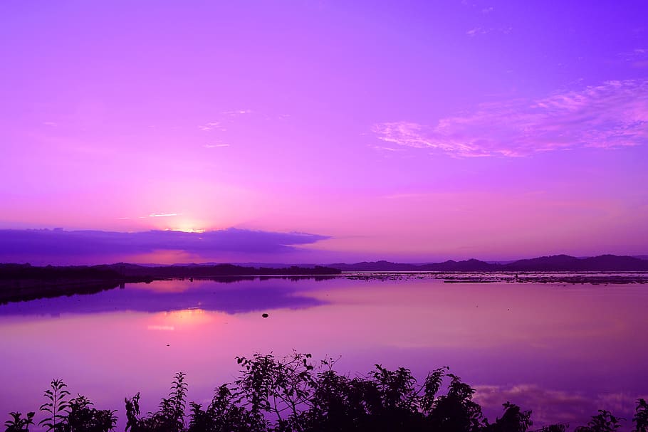 Ecuador, Guayaquil, Lake, Purple, Sunset, Nture, Water, - Reflection - HD Wallpaper 