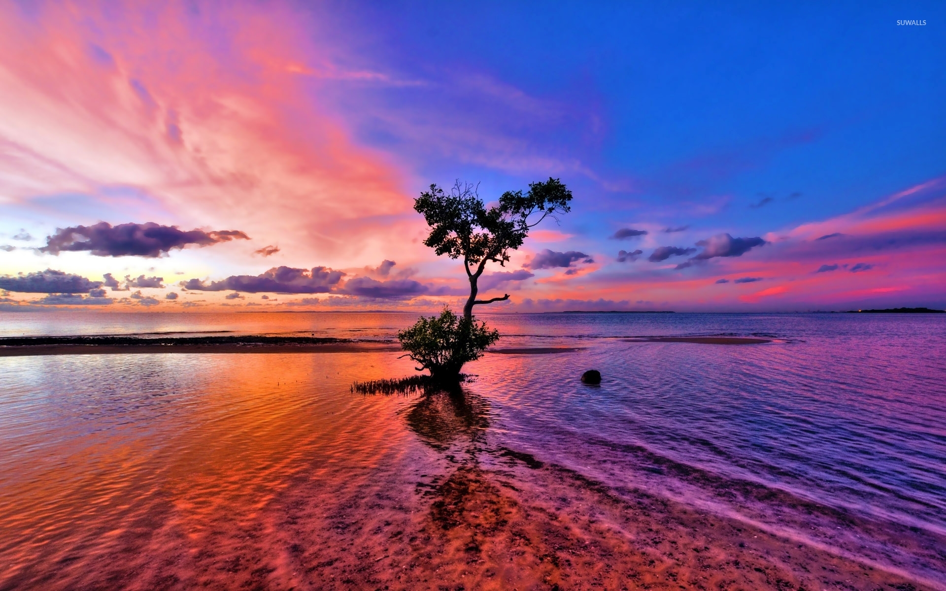 Beach Sunset Beautiful Places - HD Wallpaper 
