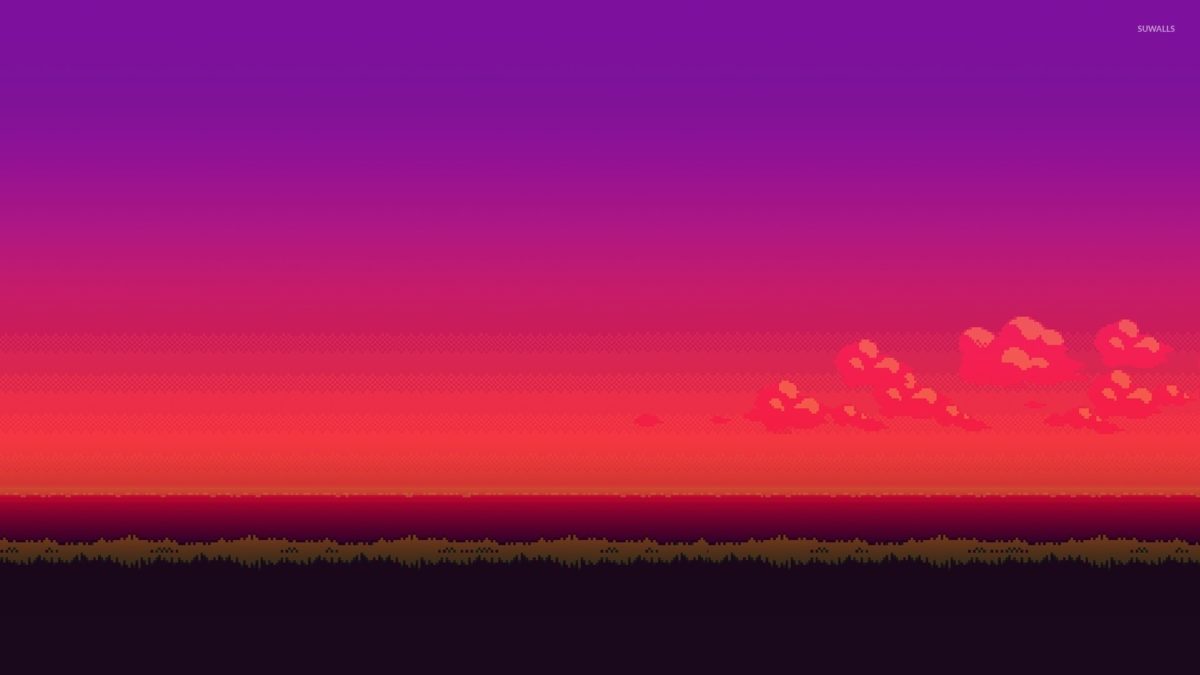 8-bit Purple Sunset Wallpaper - Star Wars Pixel Background - HD Wallpaper 