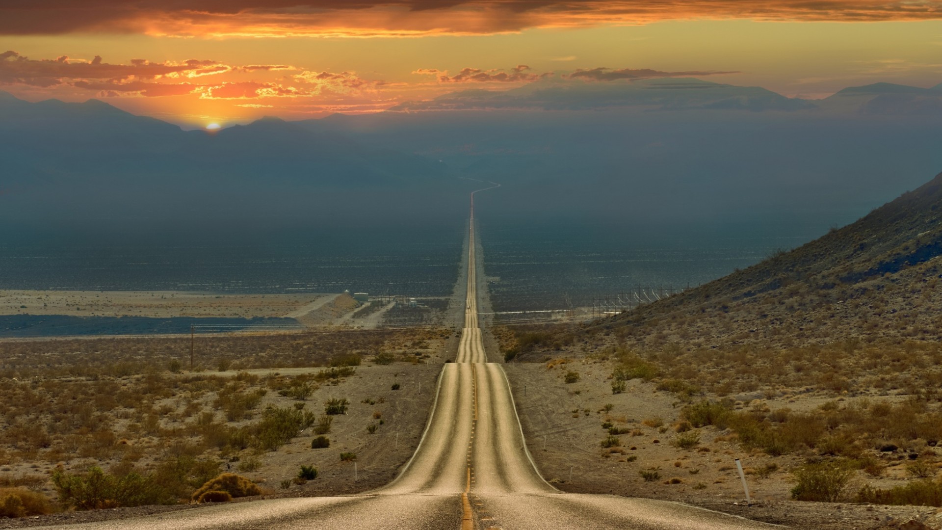 Death Valley Road Sunset - HD Wallpaper 