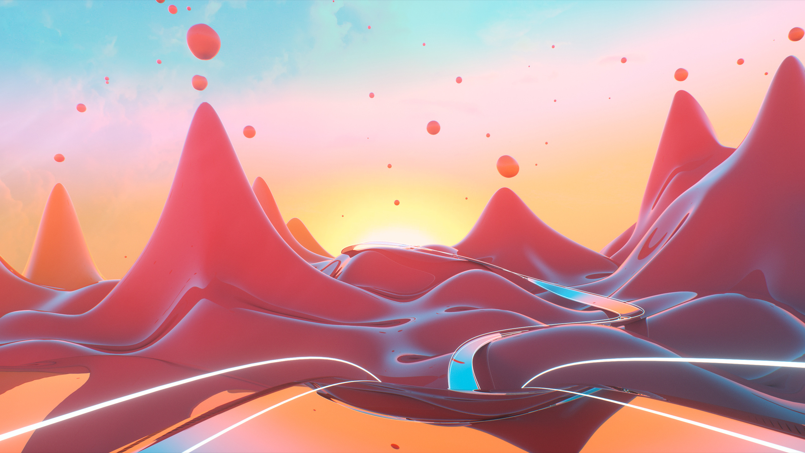 Abstract Mountains Sunset Wallpapers - Graphic Design Trend 2018 - HD Wallpaper 