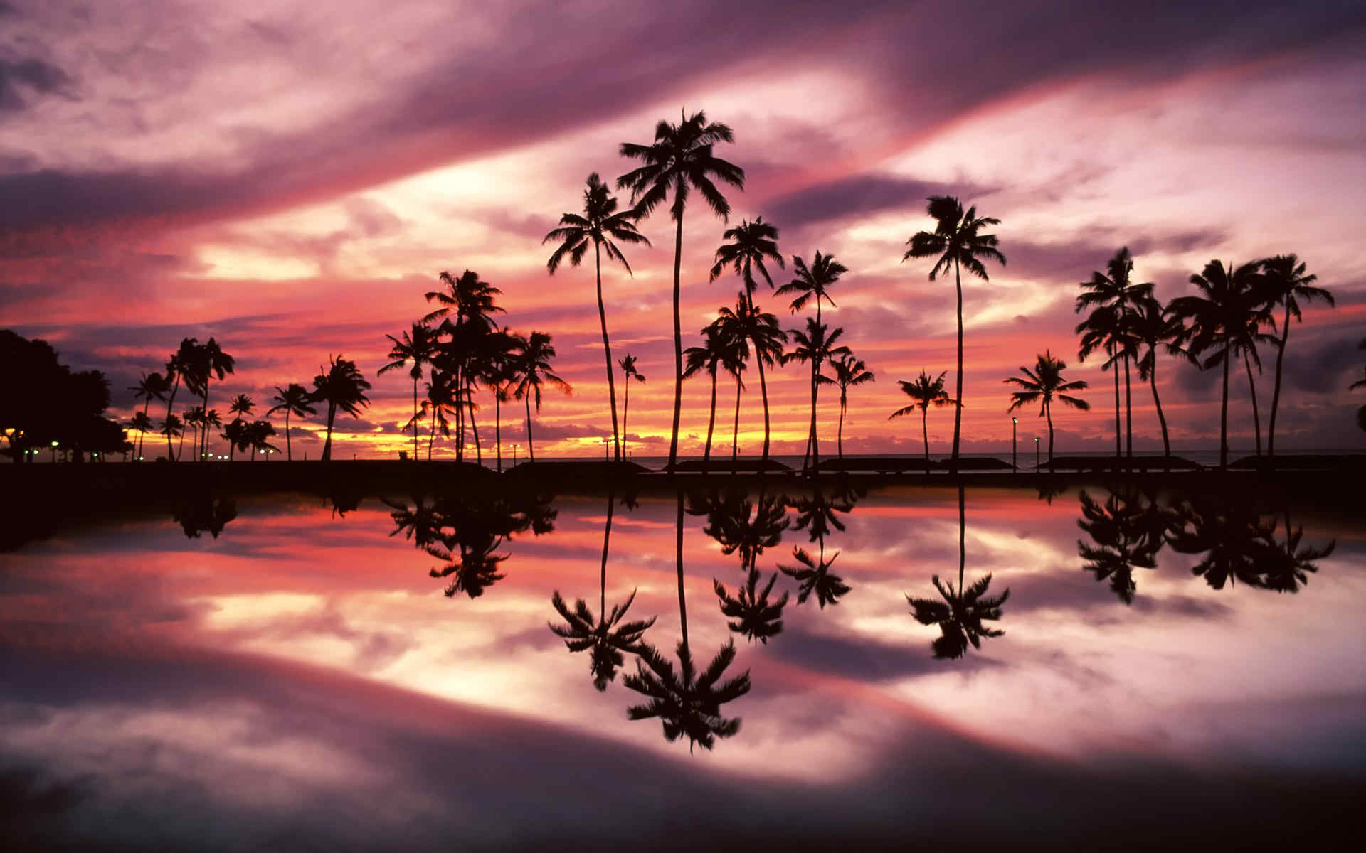 Widescreen Hawaii Beach Sunset Wallpaper Image - Night Beach Wallpaper Hd - HD Wallpaper 