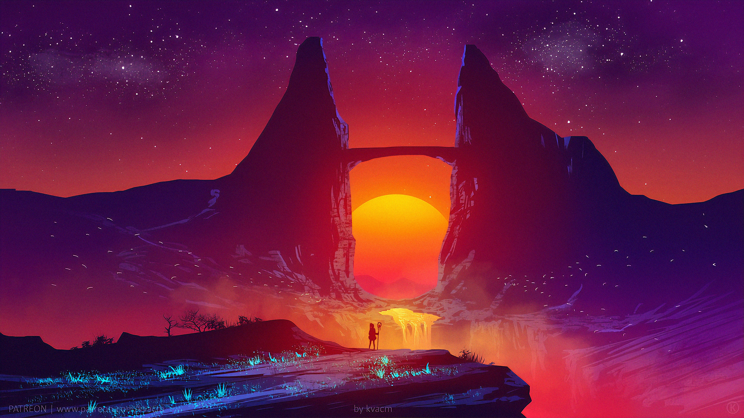 Synth Waterfall - 2560x1440 Wallpaper Synth Waterfall - 2560x1440 Wallpaper