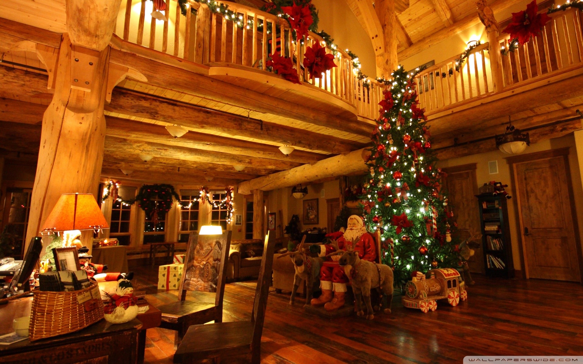 1920x1200, Wide - Christmas Lodge Background - HD Wallpaper 