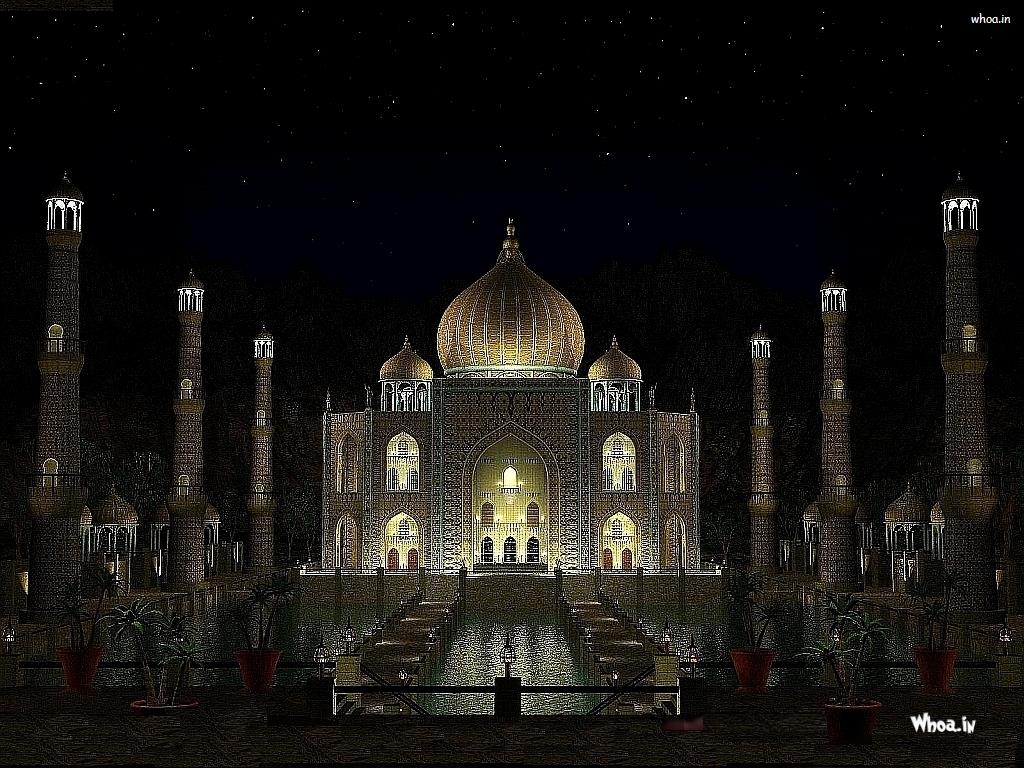Taj Mahal India At Night - HD Wallpaper 