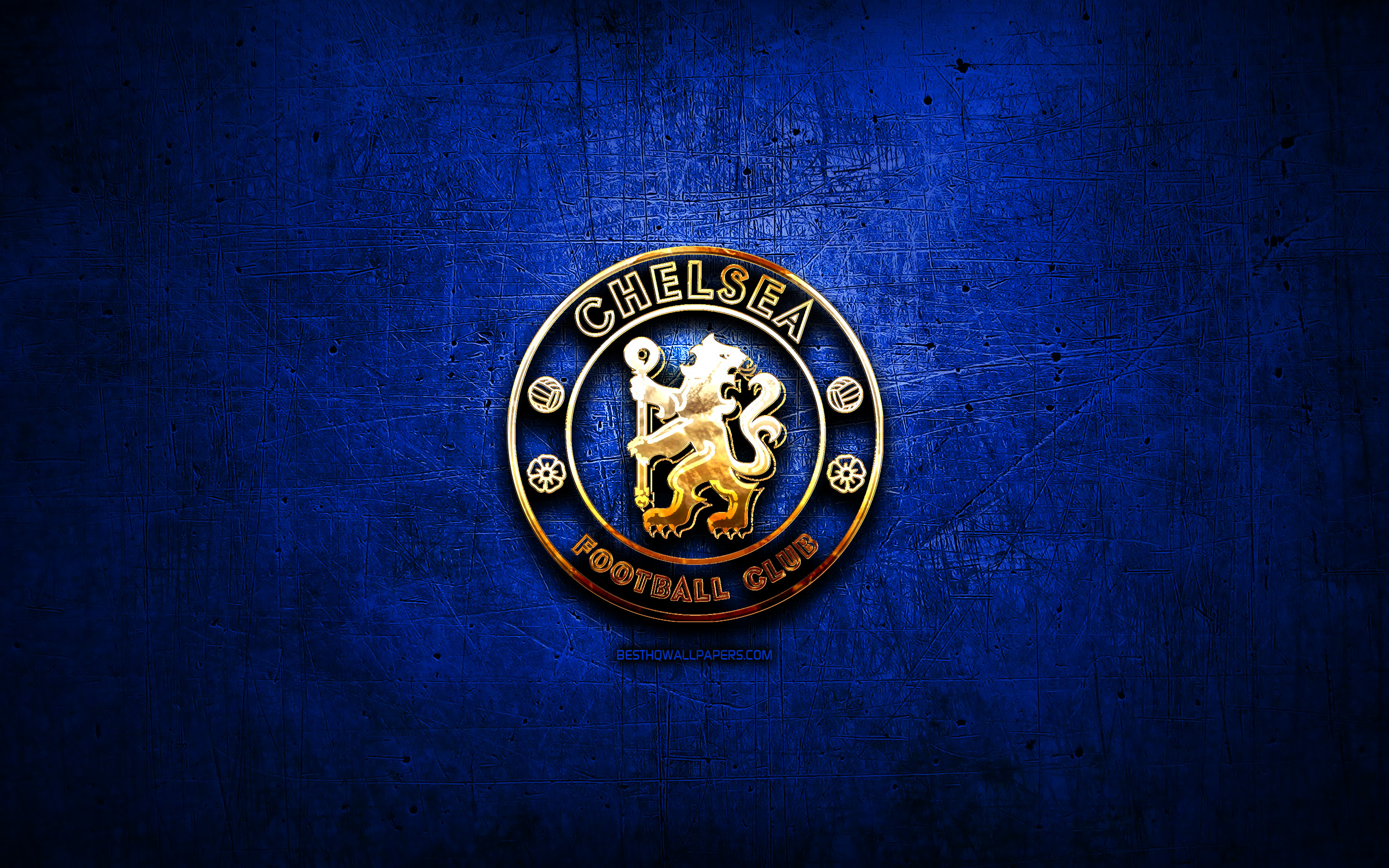 Chelsea Fc, Golden Logo, Premier League, Blue Abstract - Chelsea Background  - 2560x1600 Wallpaper 