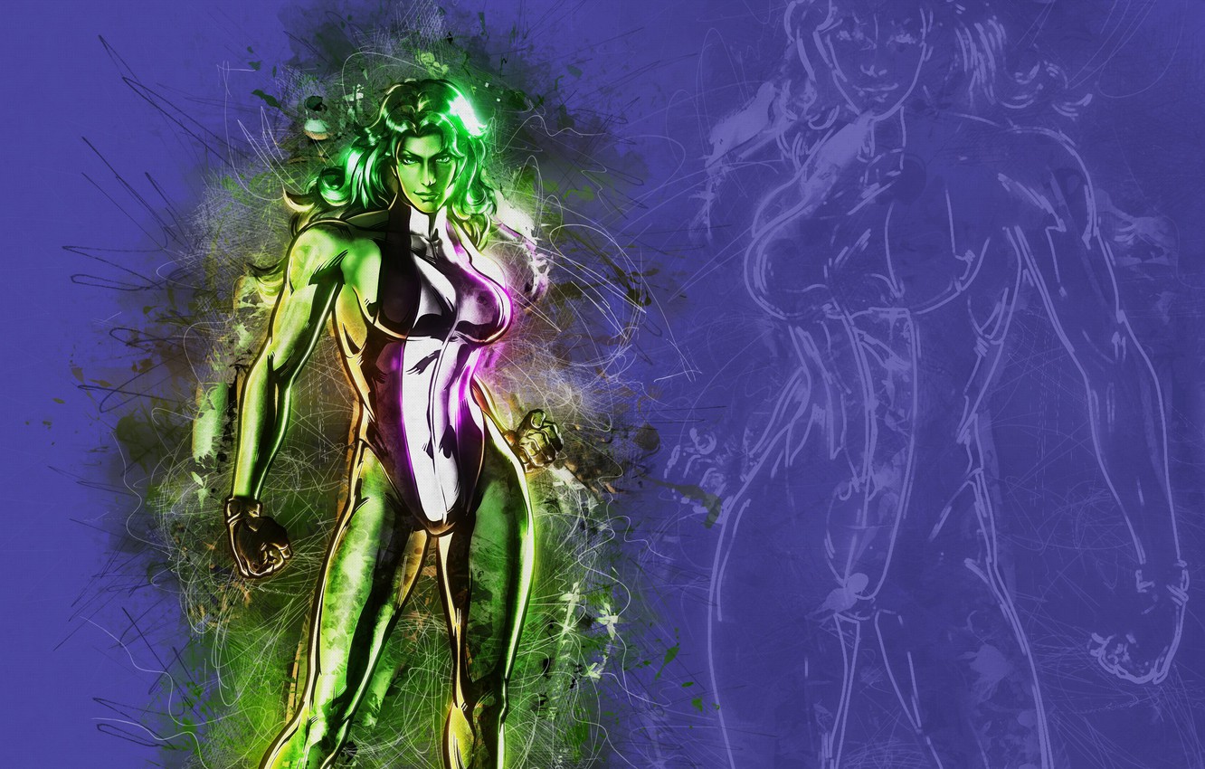 Photo Wallpaper Green, Girl, Fantasy, Hulk, Mood, Marvel, - HD Wallpaper 