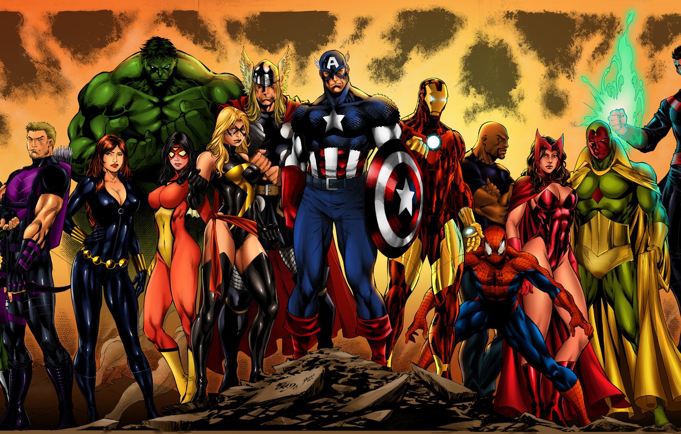 Photo Wallpaper Hulk, Iron Man, Captain America, Thor, - Avengers Vs Dc - HD Wallpaper 