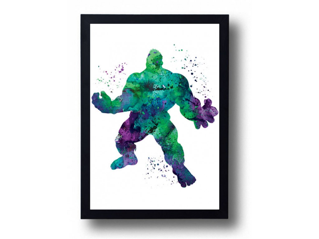 Avengers Hulk Watercolor Art Print Movie Marvel Poster - Boys Room Superhero Painting - HD Wallpaper 