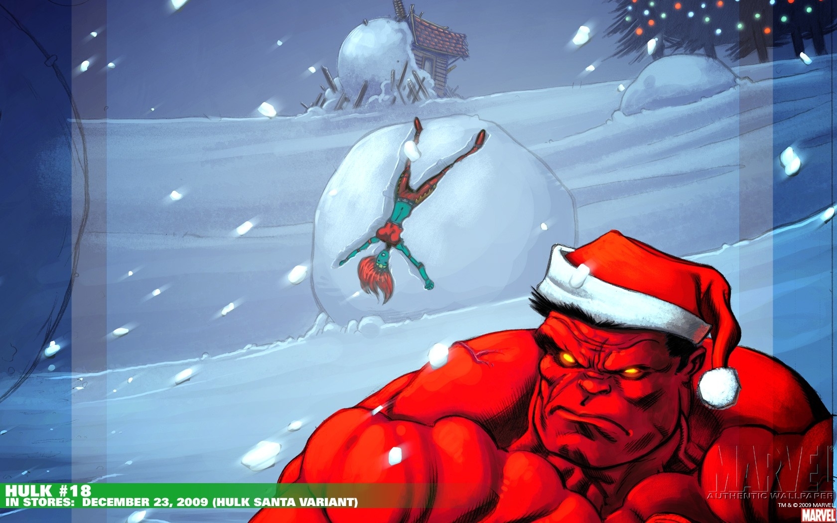 Snow Christmas Marvel Comics Red Hulk Wallpaper - Santa Claus Hulk Marvel -  1680x1050 Wallpaper 