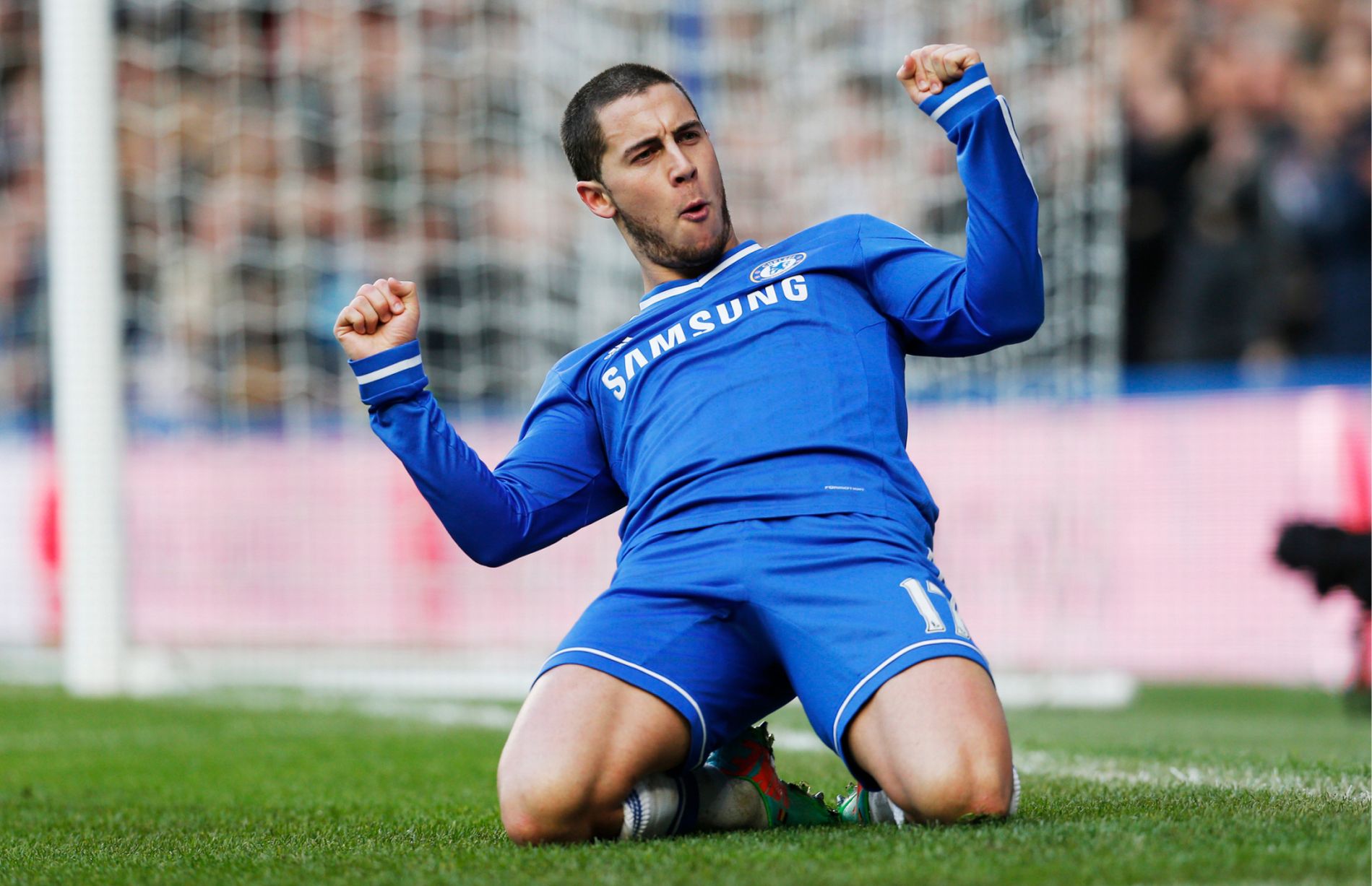 Eden Hazard Celebrates After Scoring - Selebrasi Hazard - HD Wallpaper 