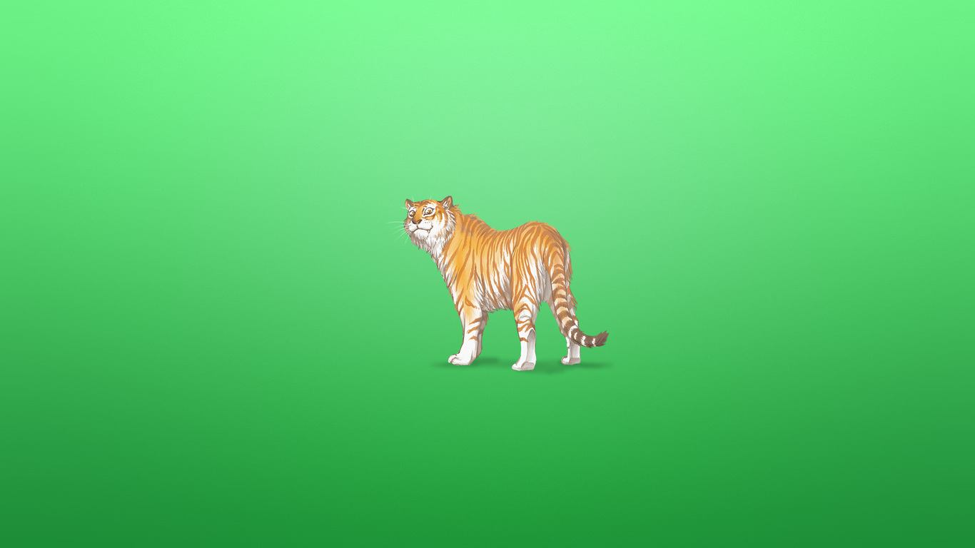 Tiger, Tiger, A Cunning Face, Minimalism, Greenish - Siberian Tiger - HD Wallpaper 