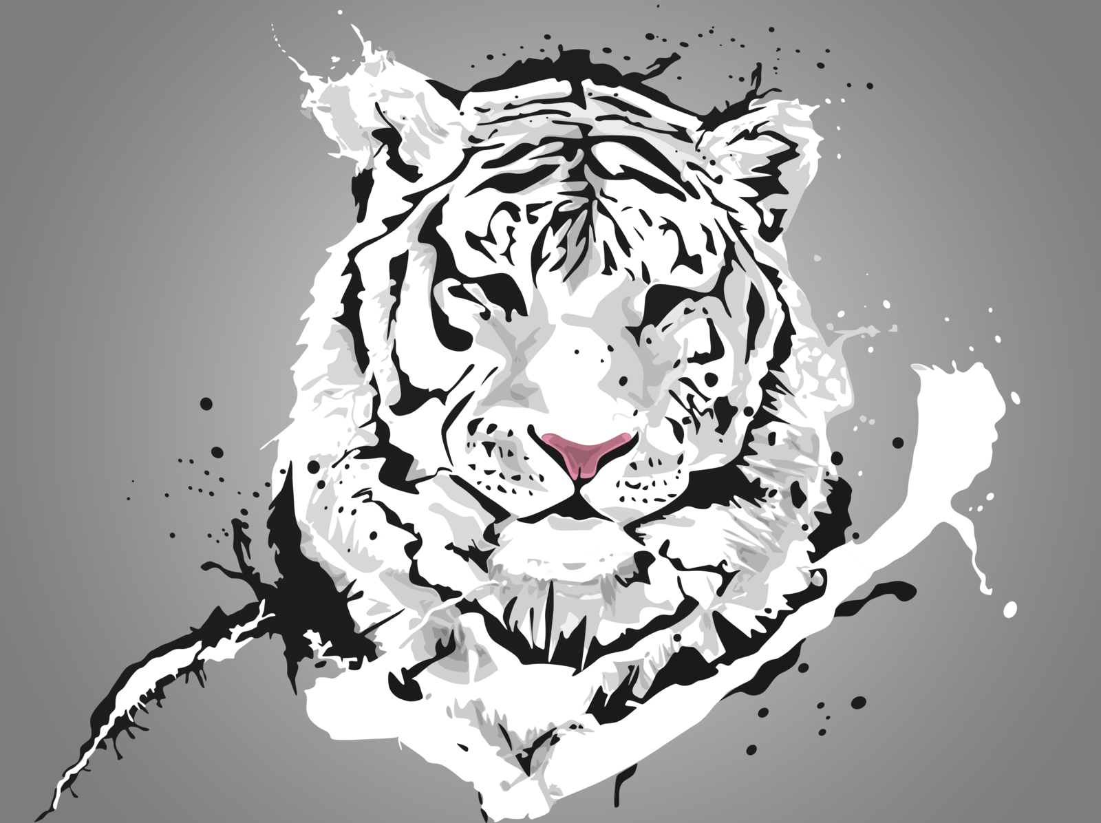 Tiger Wallpapers And Backgrounds - White Tiger Design Art - HD Wallpaper 