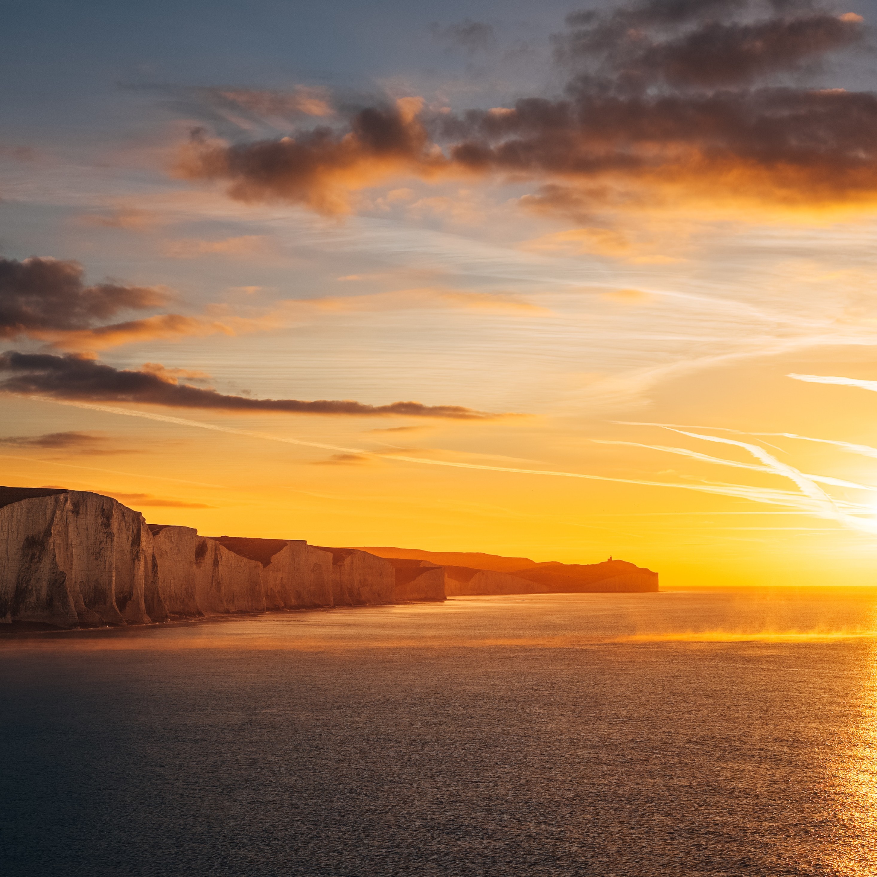 Sunset Seven Sisters Cliffs - HD Wallpaper 