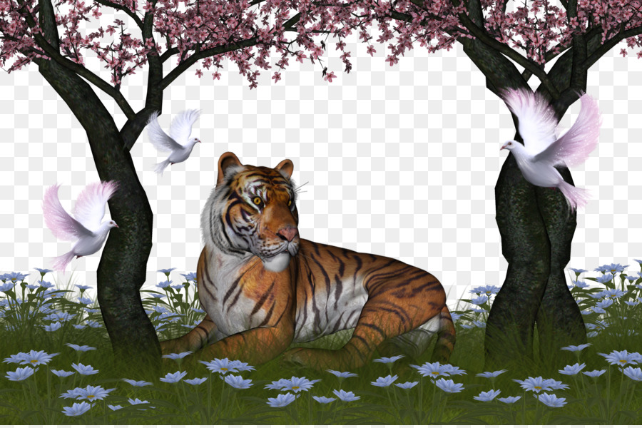 Tiger In Jungle Transparent - HD Wallpaper 